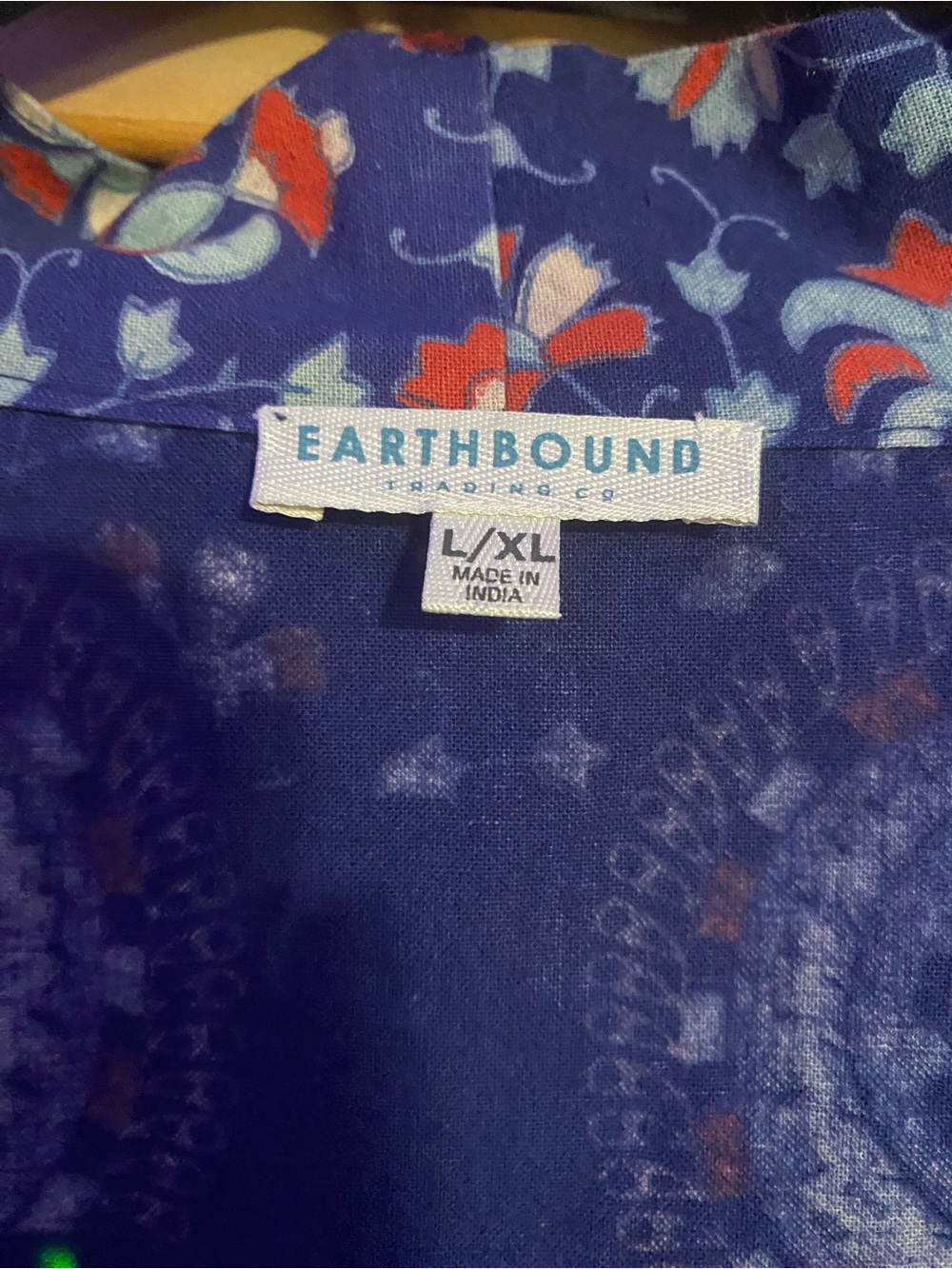 EARTHBOUND Navy Paisley & Mandala Open Duster with Red and Light Blue Accents - Picture 2 of 4